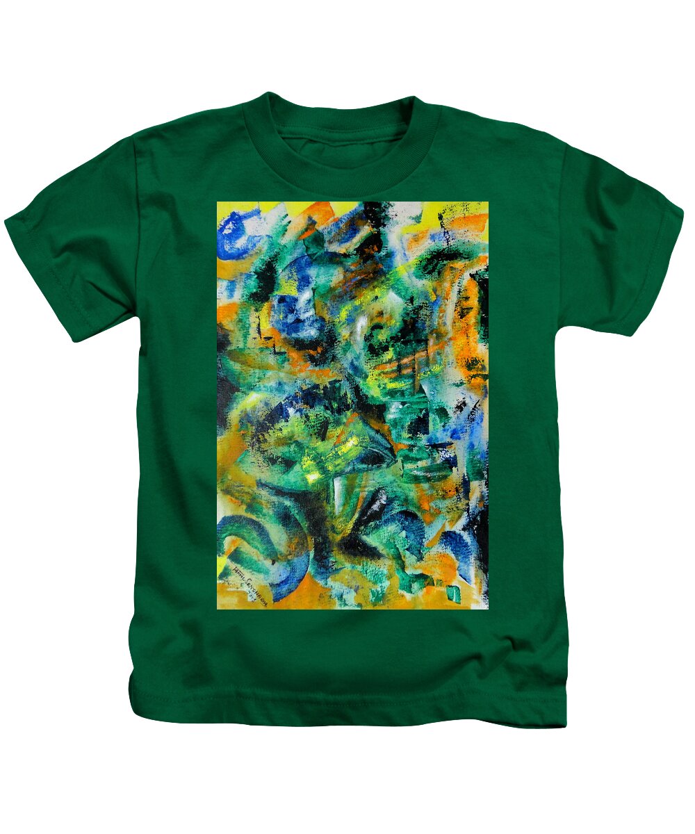 Art Kids T-Shirt featuring the painting Virtual by Tamal Sen Sharma