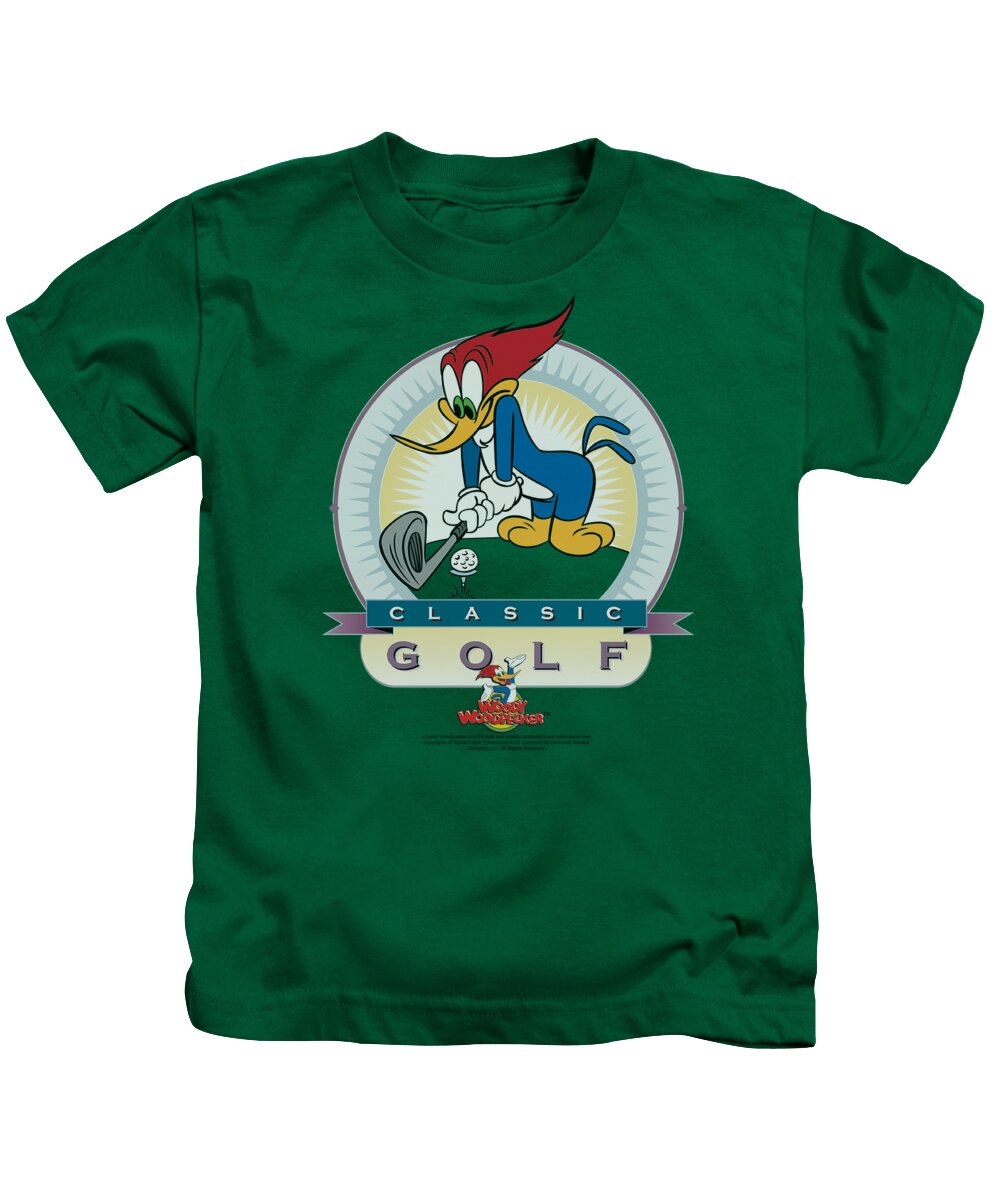 Woody The Woodpecker Kids T-Shirt featuring the digital art Woody Woodpecker - Classic Golf by Brand A