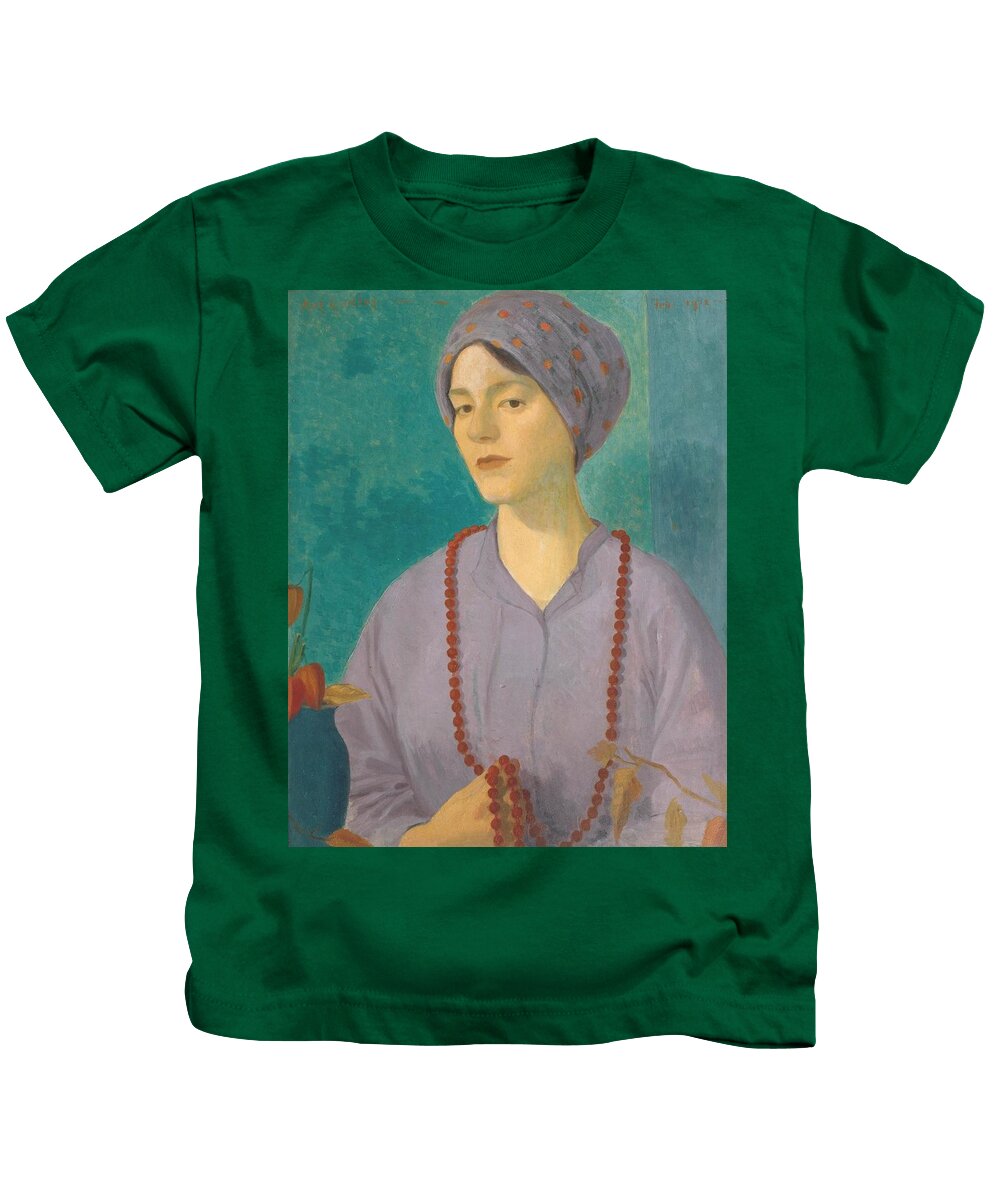 Mark Gertler 18911939 Kids T-Shirt featuring the painting Portrait of a Girl #1 by Mark Gertler
