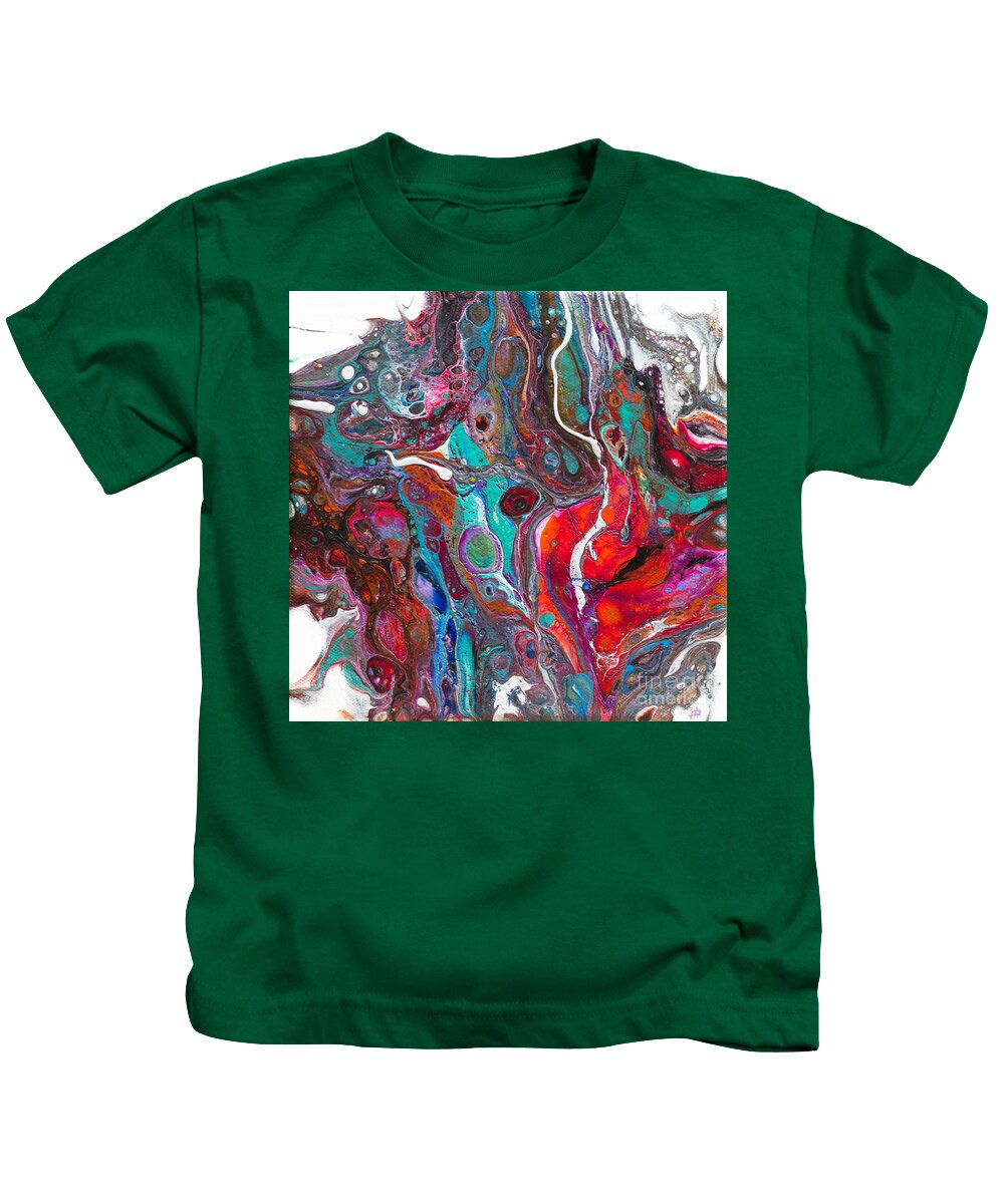 Bright Cheerful Original Fun Fluid Art Abstract Canvas Kids T-Shirt featuring the painting #727 #727 by Priscilla Batzell Expressionist Art Studio Gallery