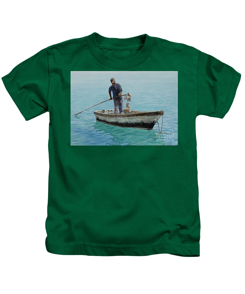 Roshanne Kids T-Shirt featuring the painting Conch Pearl by Roshanne Minnis-Eyma