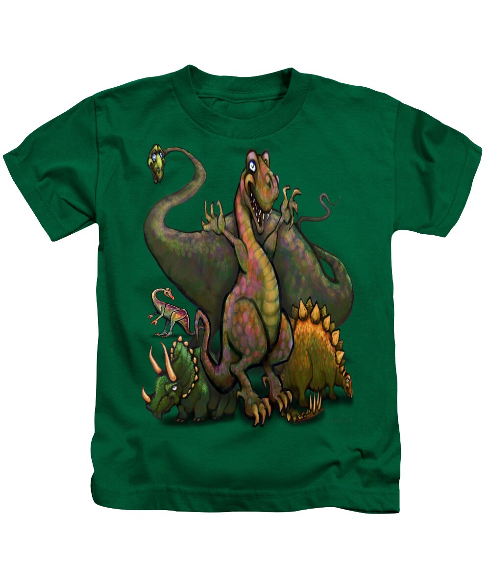 Dinosaur Kids T-Shirt featuring the painting Dinosaurs by Kevin Middleton