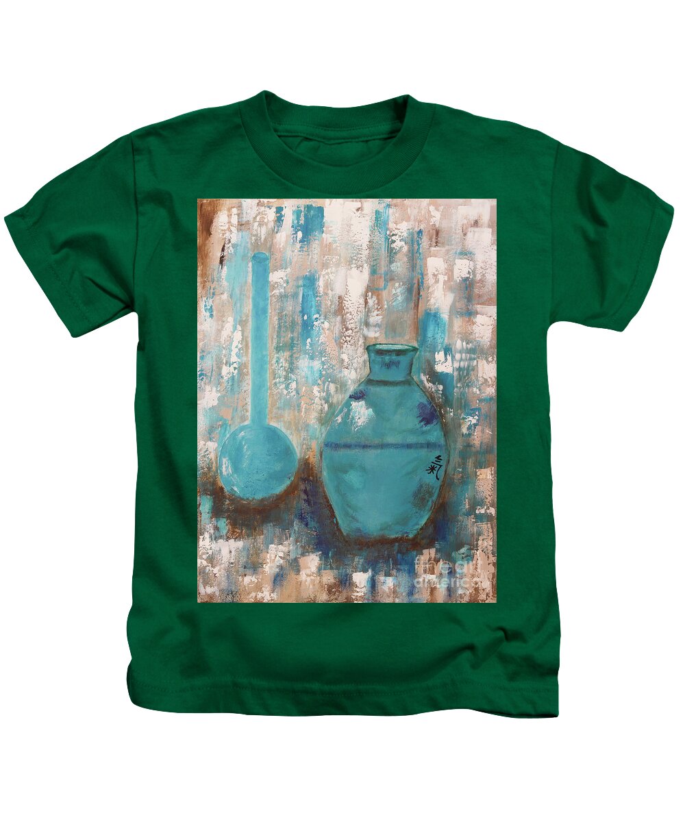 A-fine-art-painting-abstract Acrylic Kids T-Shirt featuring the painting Earth And Vessels by Catalina Walker