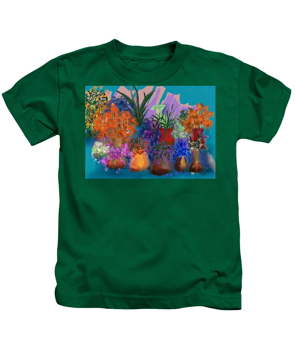 Flowers Kids T-Shirt featuring the digital art Flower Market by Sherry Killam