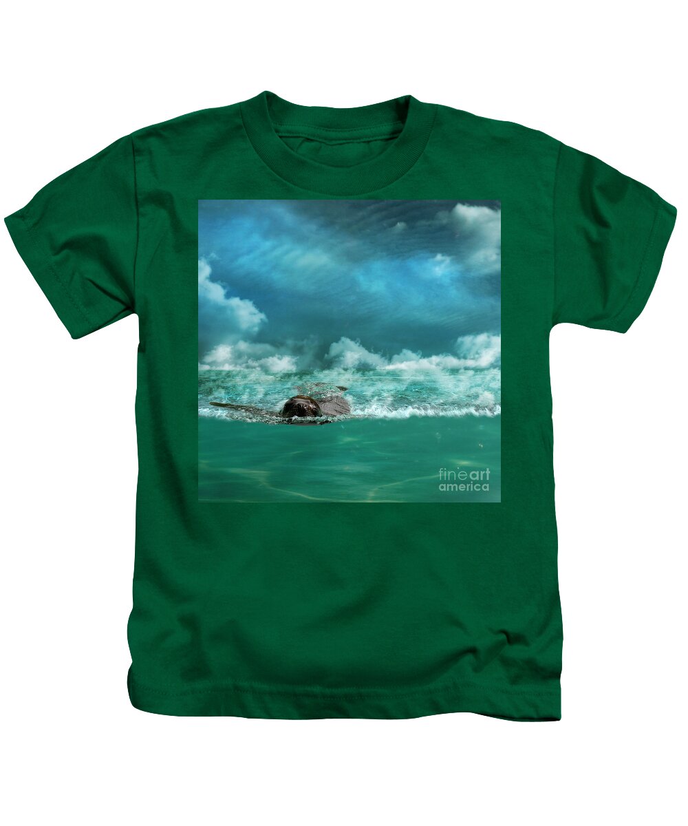 Sea Kids T-Shirt featuring the photograph Free by Martine Roch