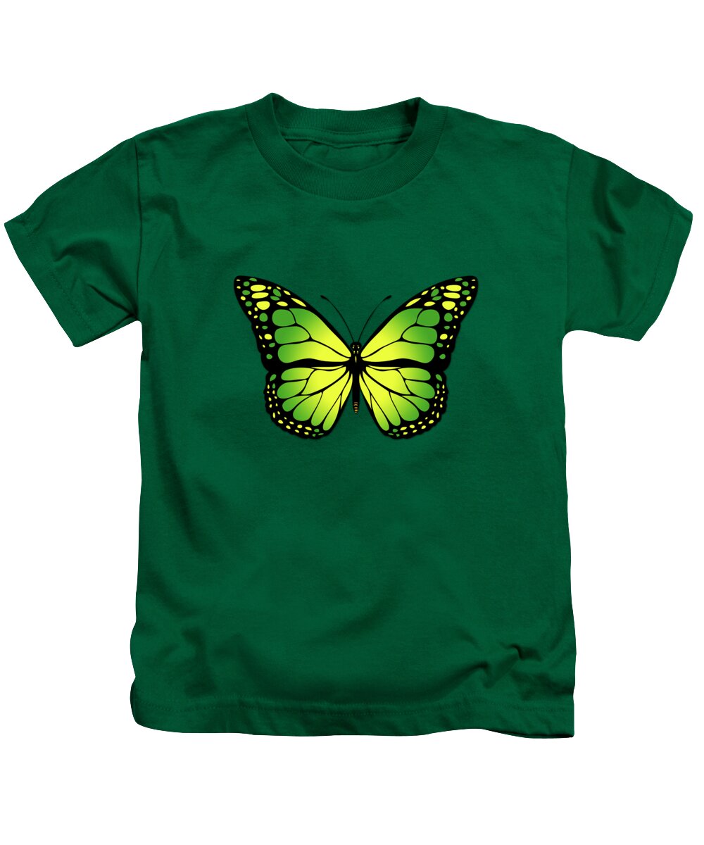 Butterfly Kids T-Shirt featuring the digital art Green butterfly by Gaspar Avila