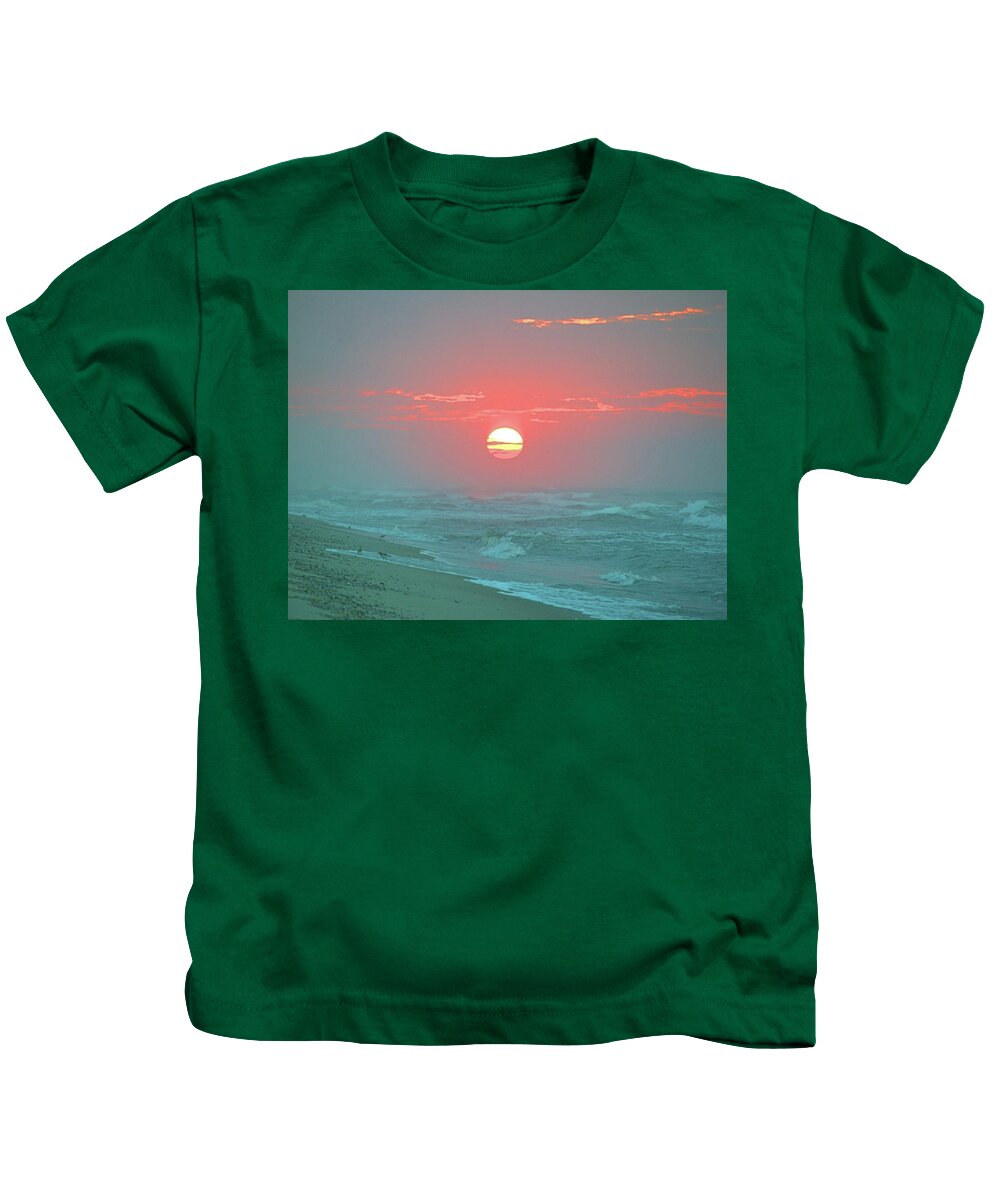 Seas Kids T-Shirt featuring the photograph Hazy Sunrise I V by Newwwman