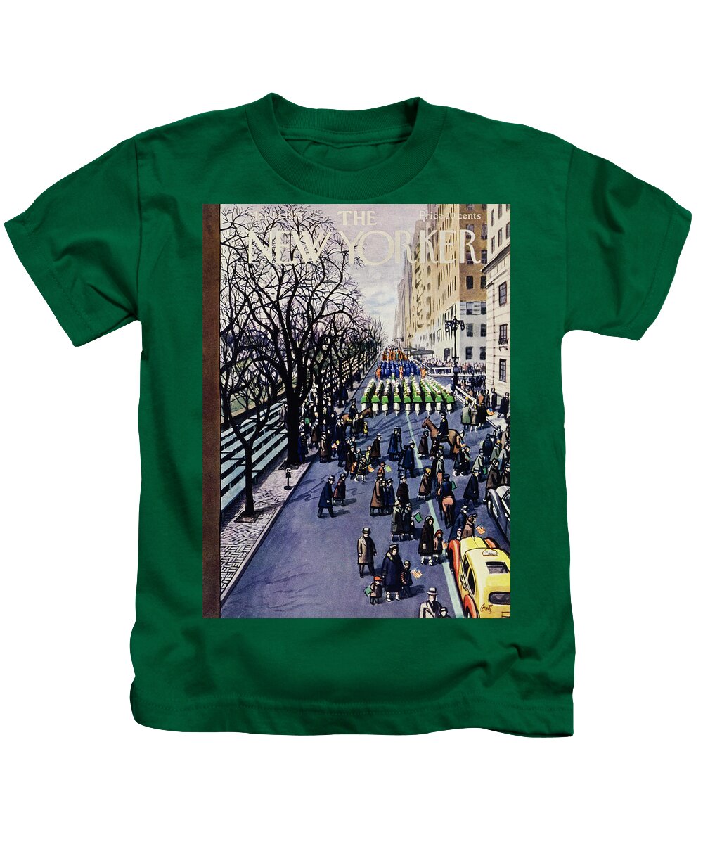 Parade Kids T-Shirt featuring the drawing New Yorker March 14 1953 by Arthur Getz