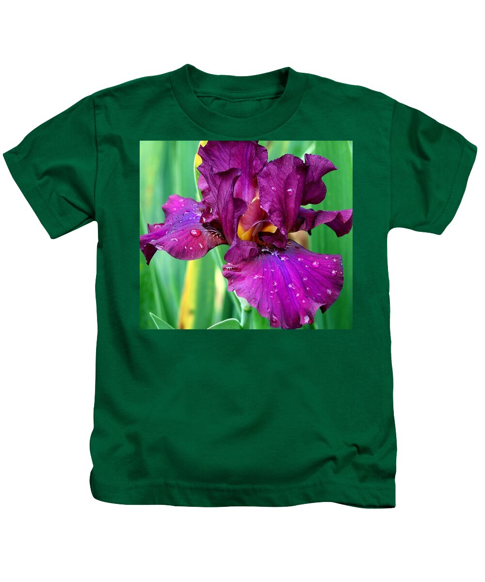 Purple Kids T-Shirt featuring the photograph Purple Iris 2 Photograph by Kimberly Walker