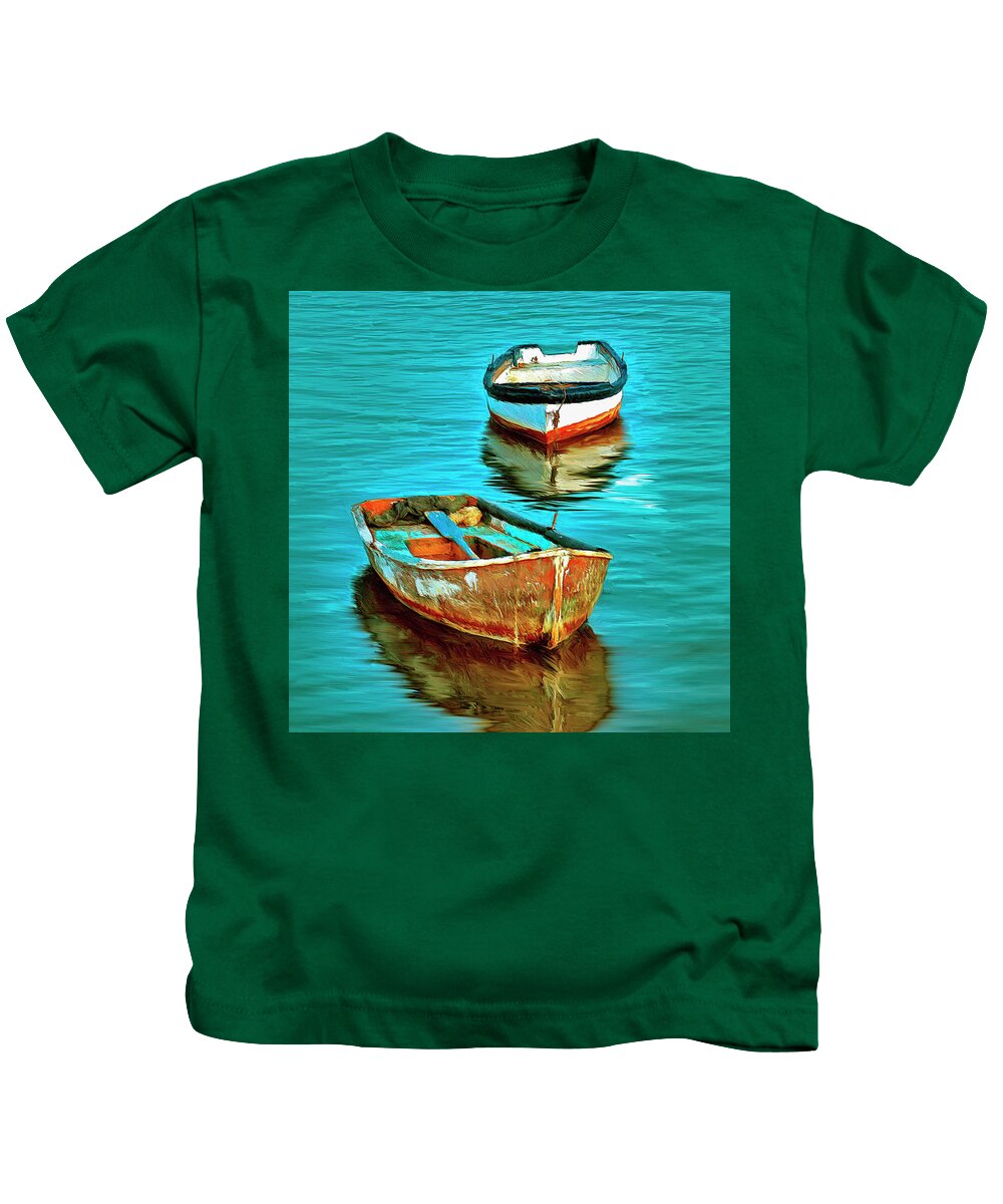 Boats Kids T-Shirt featuring the painting The Fleet by Dominic Piperata