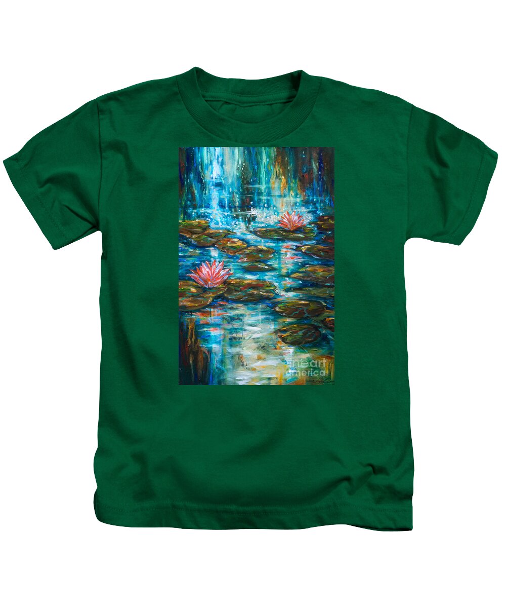 Rain Kids T-Shirt featuring the painting Water Under the Bridge by Linda Olsen