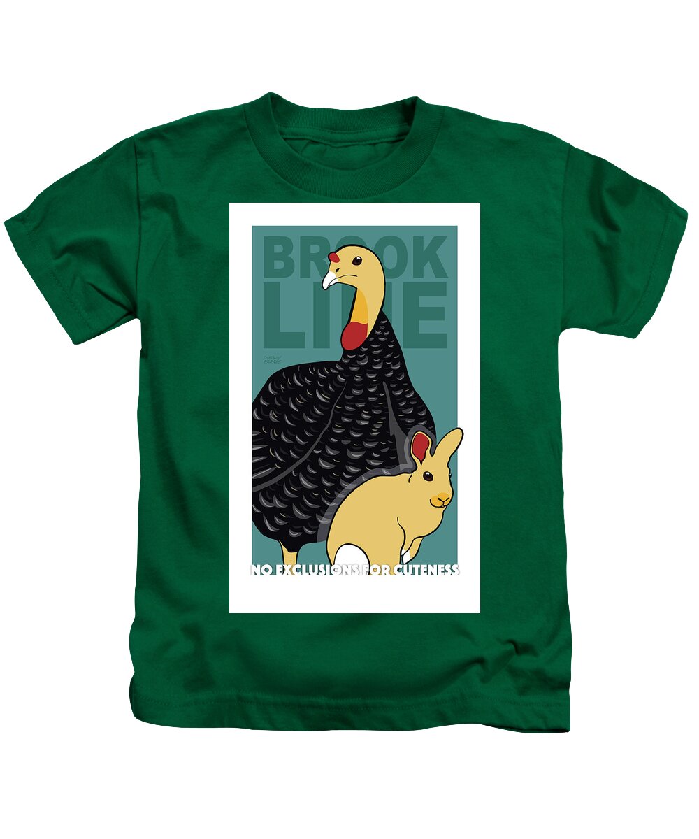 Brookline Turkeys Kids T-Shirt featuring the digital art We Are All Cute by Caroline Barnes