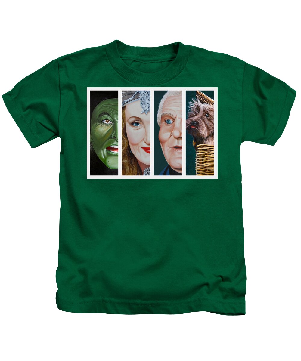 Wizard Of Oz Kids T-Shirt featuring the painting Wizard of Oz Set Two by Vic Ritchey