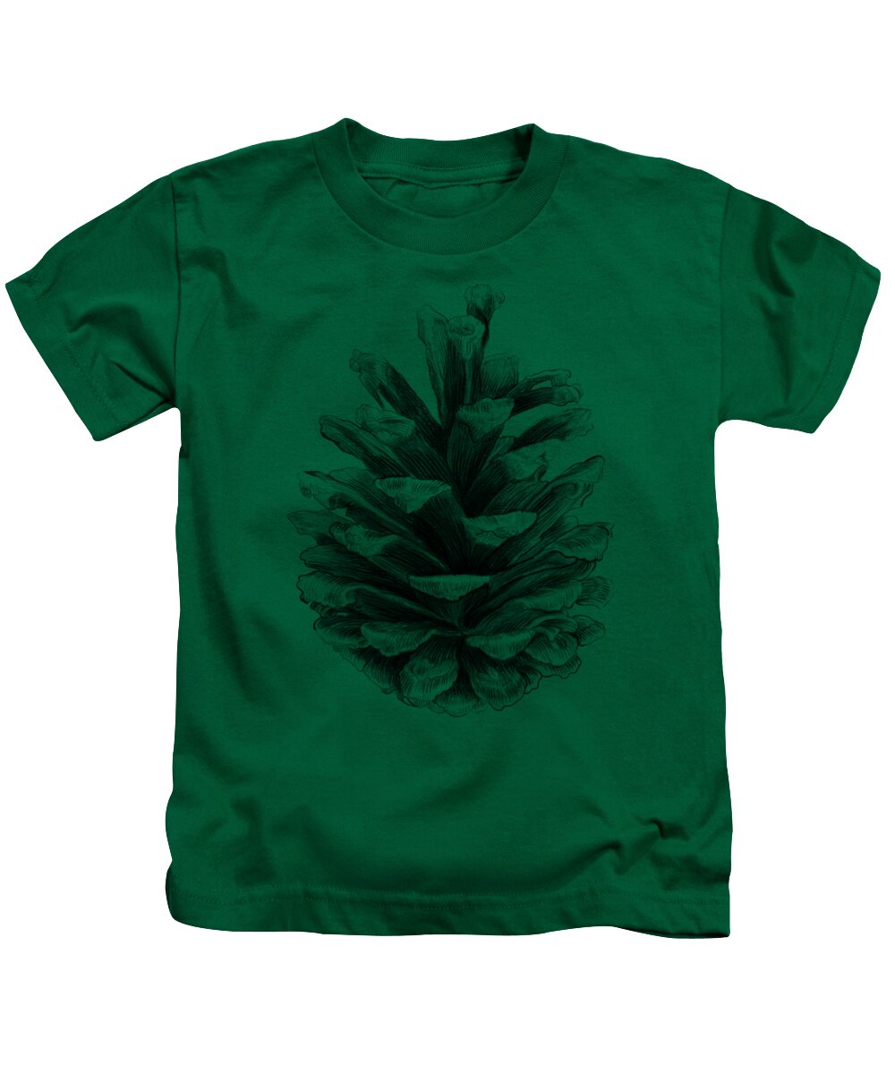 Pine Cone Kids T-Shirt featuring the drawing Pine by Eric Fan