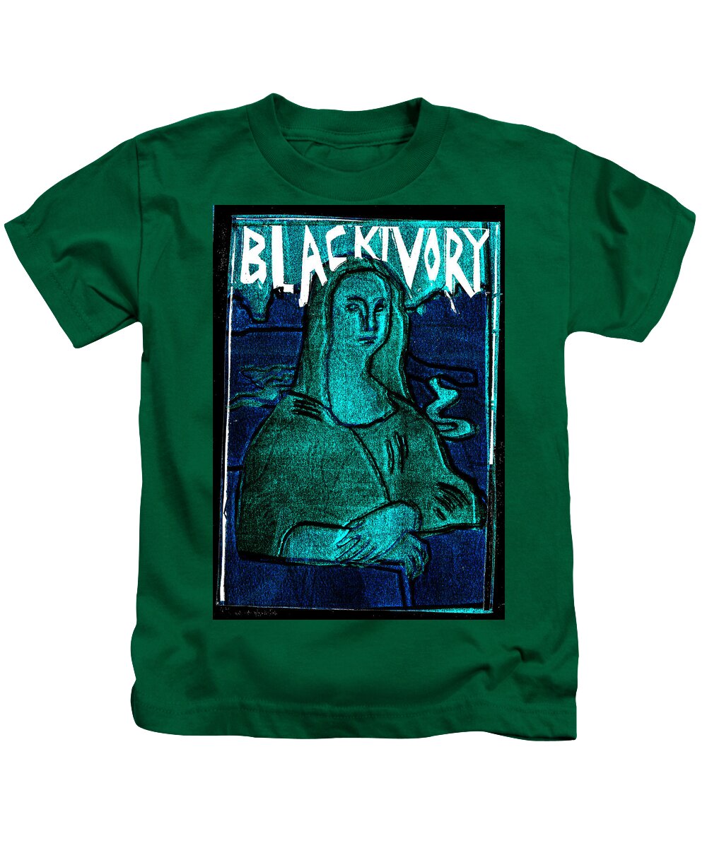 Mona Lisa Kids T-Shirt featuring the relief Black Ivory Mona Lisa 7 by Edgeworth Johnstone