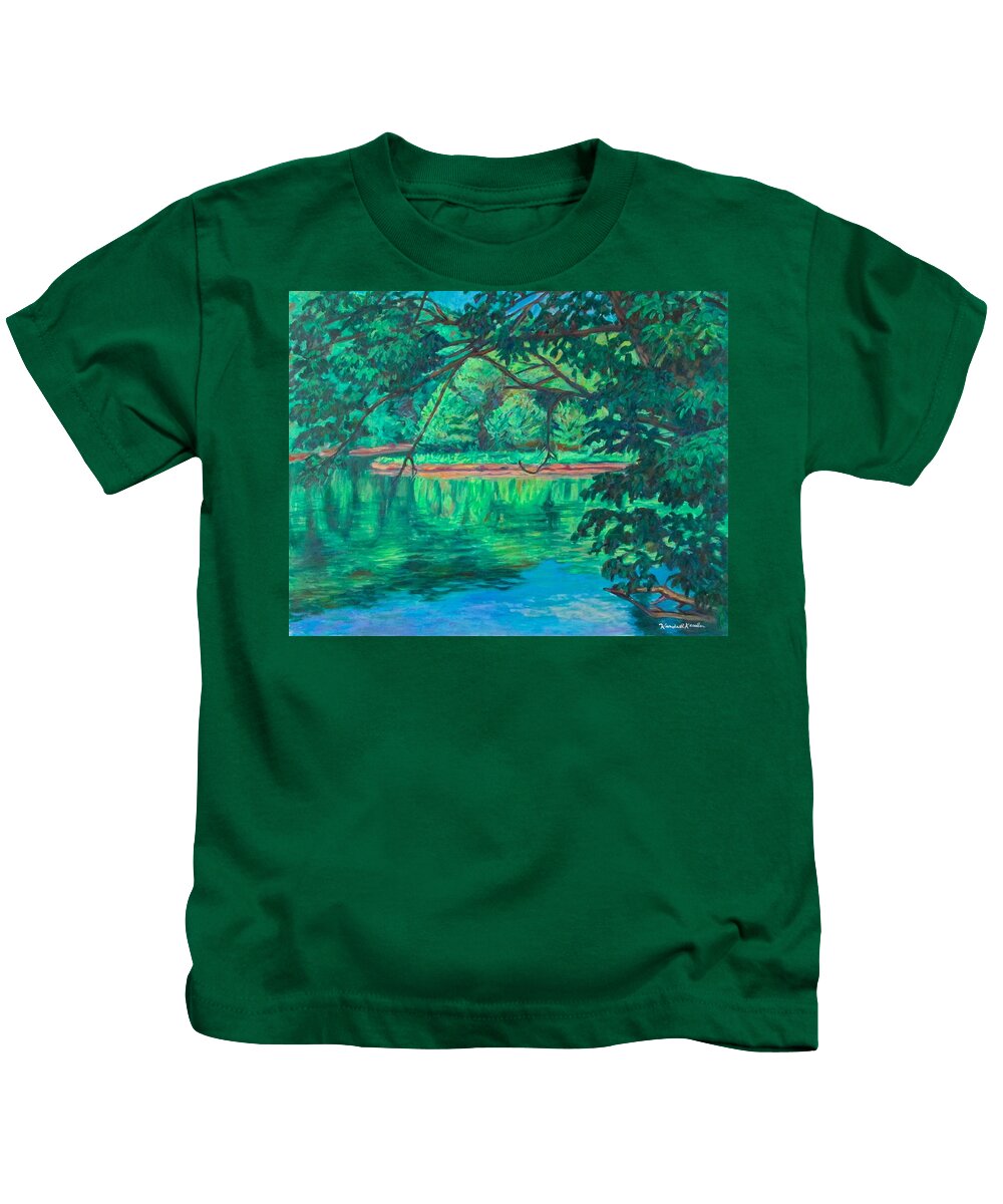 New River Kids T-Shirt featuring the painting New River Reflections by Kendall Kessler