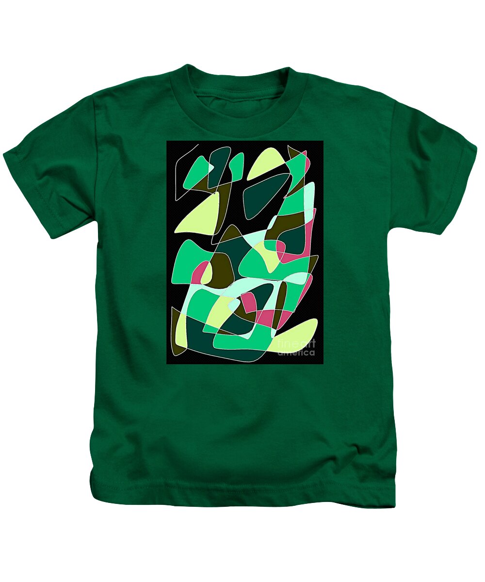 Abstrakt Kids T-Shirt featuring the digital art Abstract art in green by Nomi Morina
