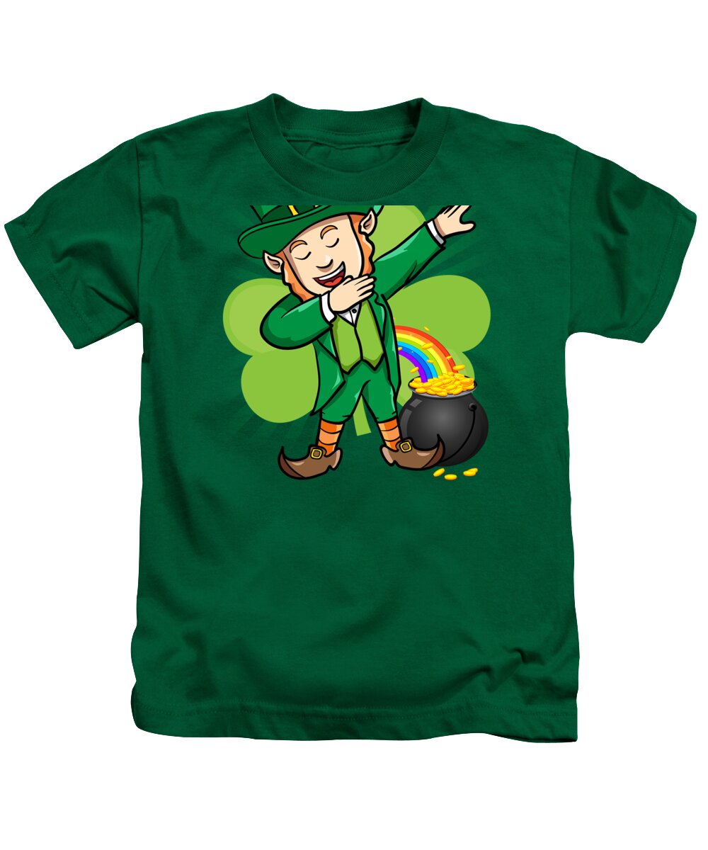 Little Kids T-Shirt featuring the digital art Dabbing Leprechaun St Patricks Day by Flippin Sweet Gear