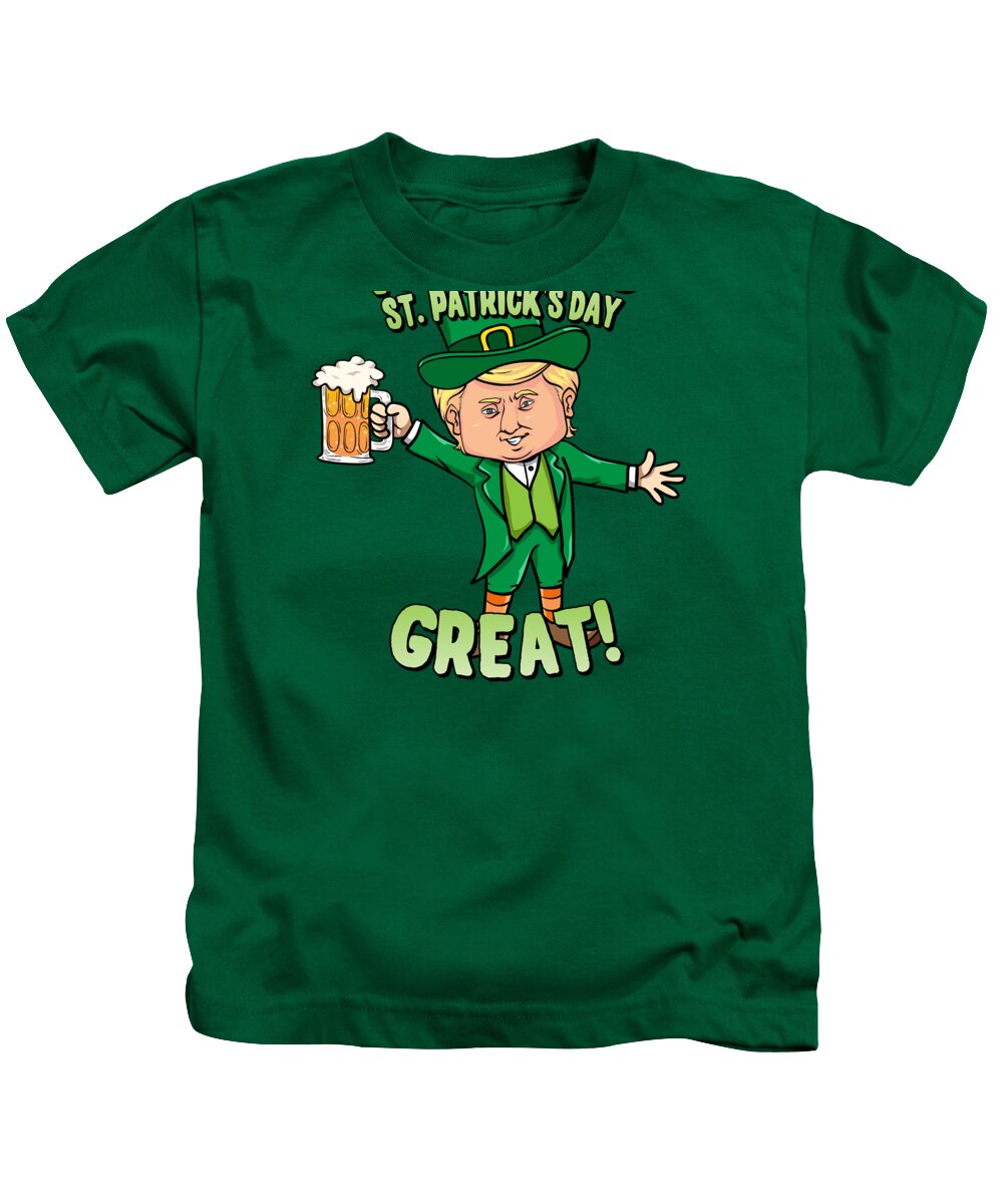 Cool Kids T-Shirt featuring the digital art Donald Trump Keeping St Patricks Day Great Leprechaun by Flippin Sweet Gear