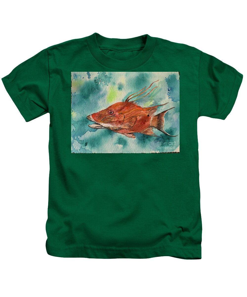 Fish Kids T-Shirt featuring the painting Hogfish 2 by Diane Ziemski