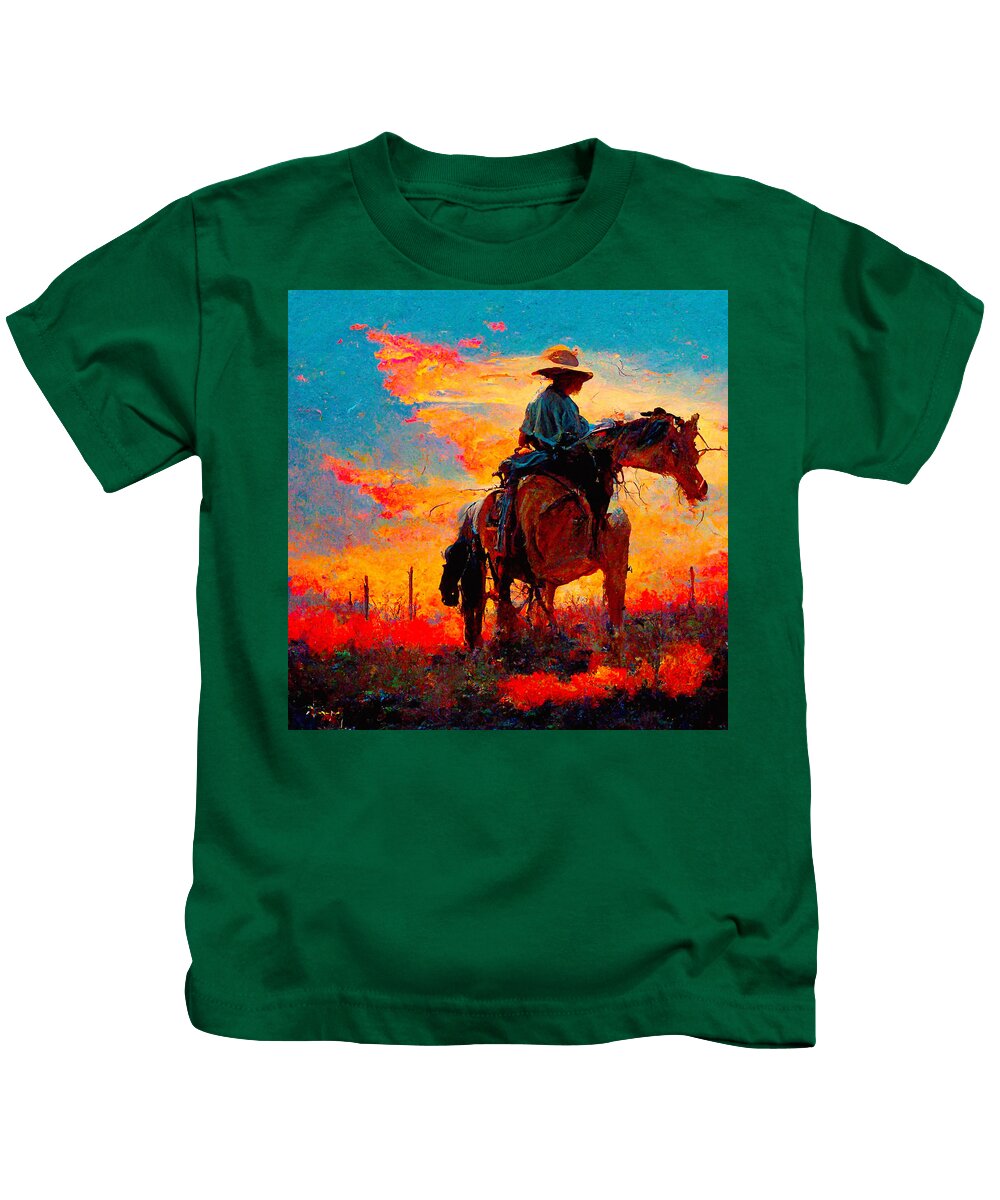 Horse Kids T-Shirt featuring the digital art Horses #5 by Craig Boehman