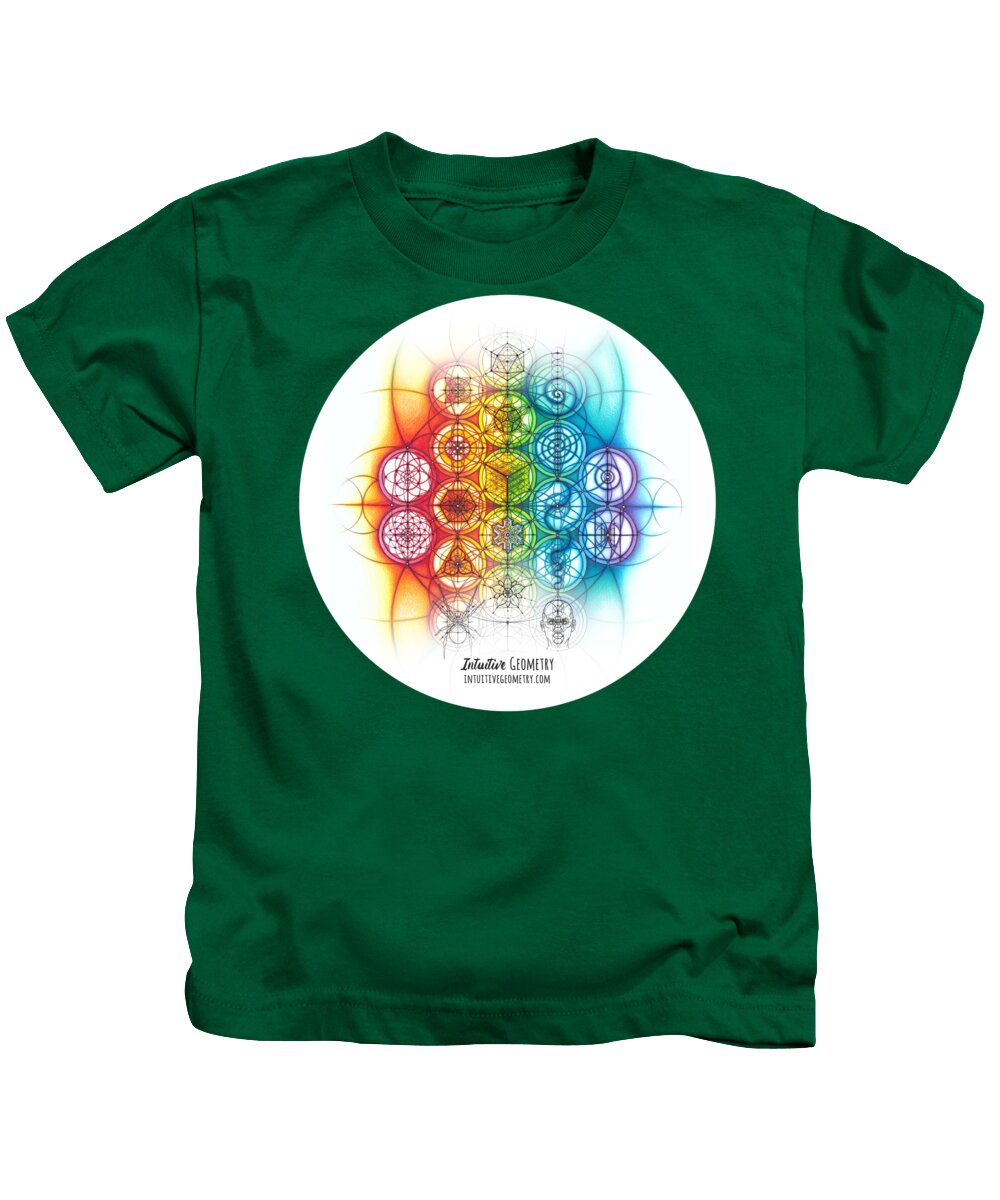 Color Spectrum Kids T-Shirt featuring the drawing Intuitive Geometry Banner with line art by Nathalie Strassburg
