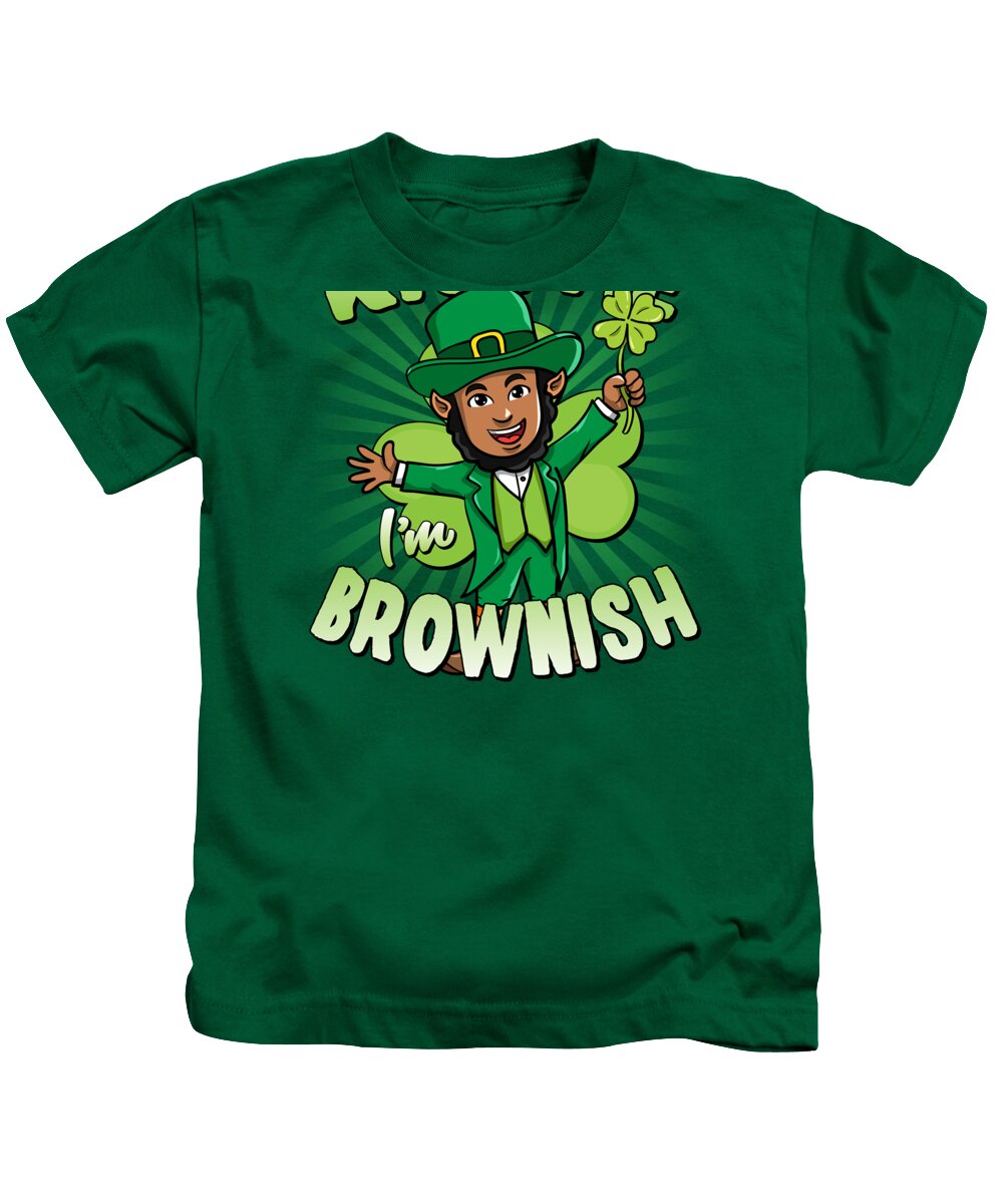 Cool Kids T-Shirt featuring the digital art Kiss Me Im Brownish Black Leprechaun St Patricks Day by Flippin Sweet Gear