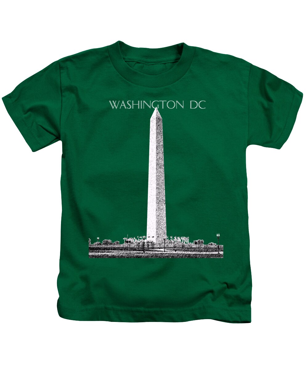 Architecture Kids T-Shirt featuring the digital art Washington DC Skyline Washington Monument - Teal by DB Artist