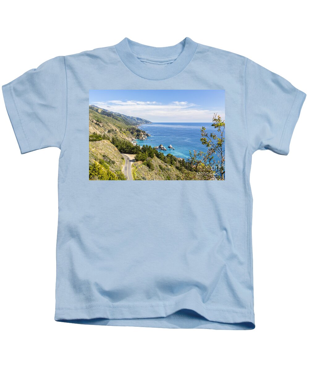 Big Sur Kids T-Shirt featuring the photograph Big Sur California coastline from above #1 by Ken Brown