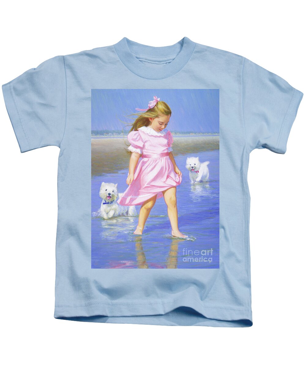 Girl Kids T-Shirt featuring the painting Follow Me #1 by Candace Lovely