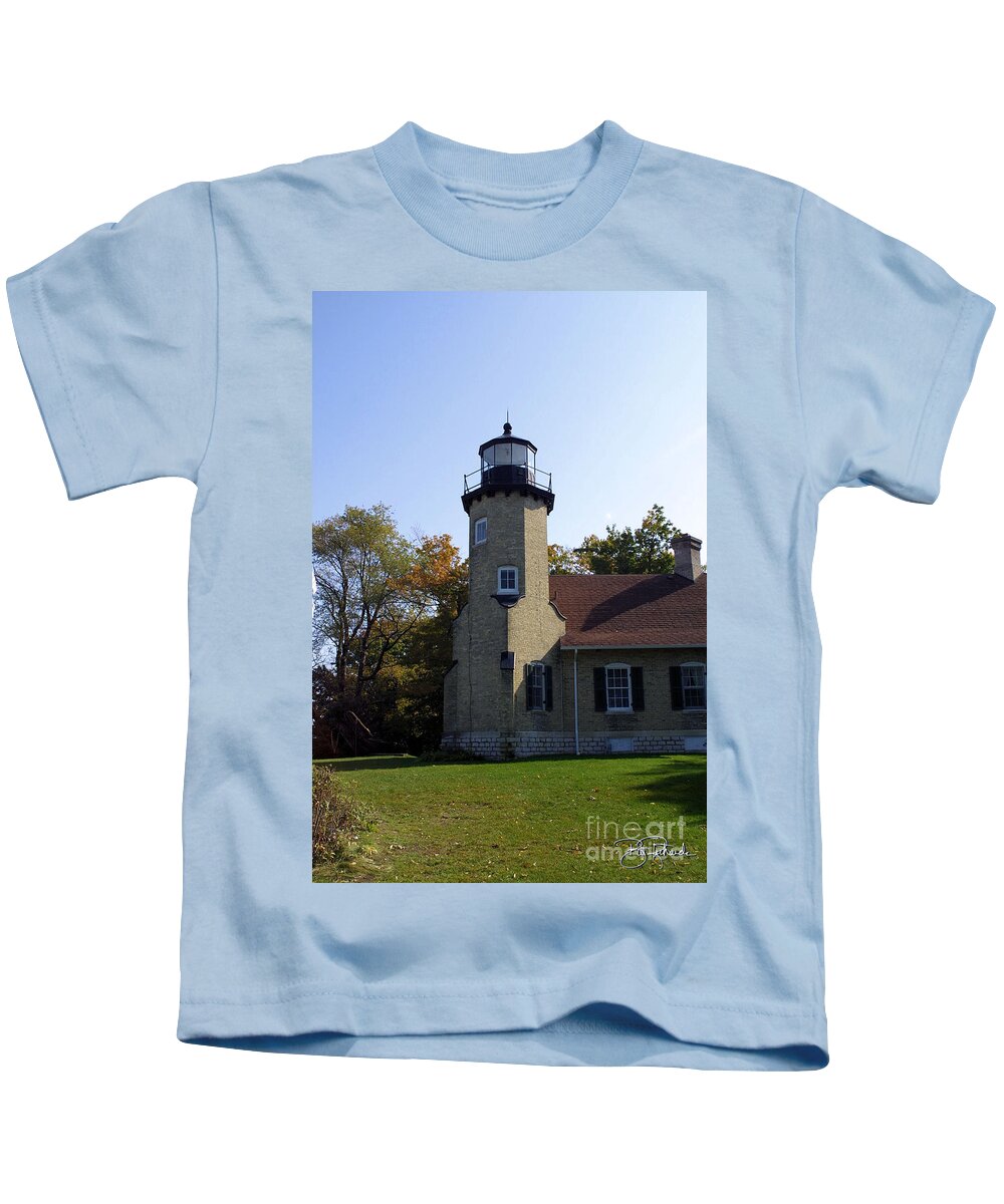 White Kids T-Shirt featuring the photograph White River Light Station #1 by Bill Richards
