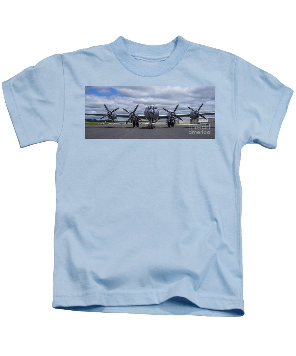 Plane Kids T-Shirt featuring the photograph B29 superfortress by Steven Ralser