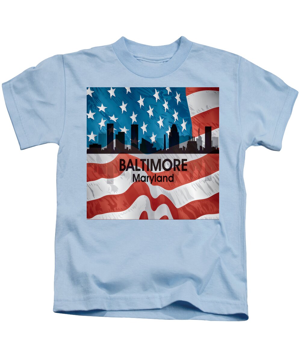 Baltimore Maryland Kids T-Shirt featuring the mixed media Baltimore MD American Flag Squared by Angelina Tamez