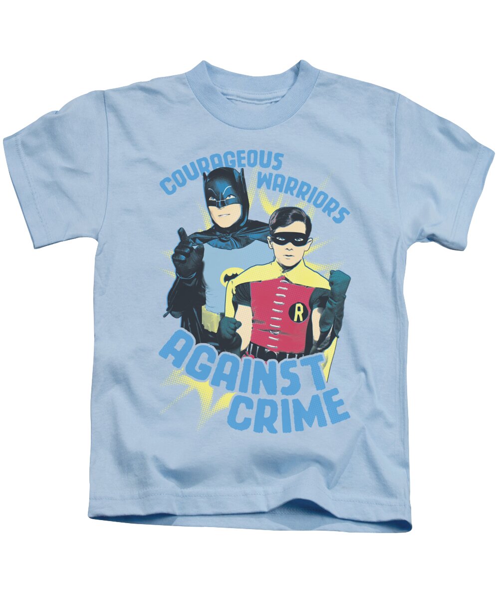 Batman Kids T-Shirt featuring the digital art Batman Classic Tv - Courageous Warriors by Brand A