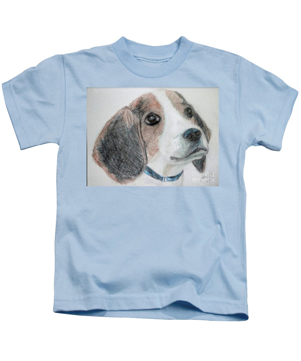Animal Kids T-Shirt featuring the drawing Beagle by Lyric Lucas