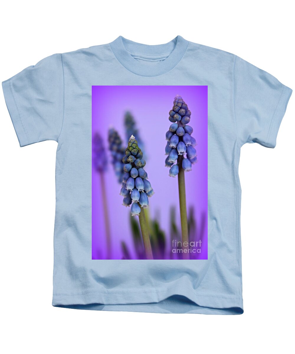 Grape Hyacinth Kids T-Shirt featuring the photograph Beautiful Blue by Clare Bevan