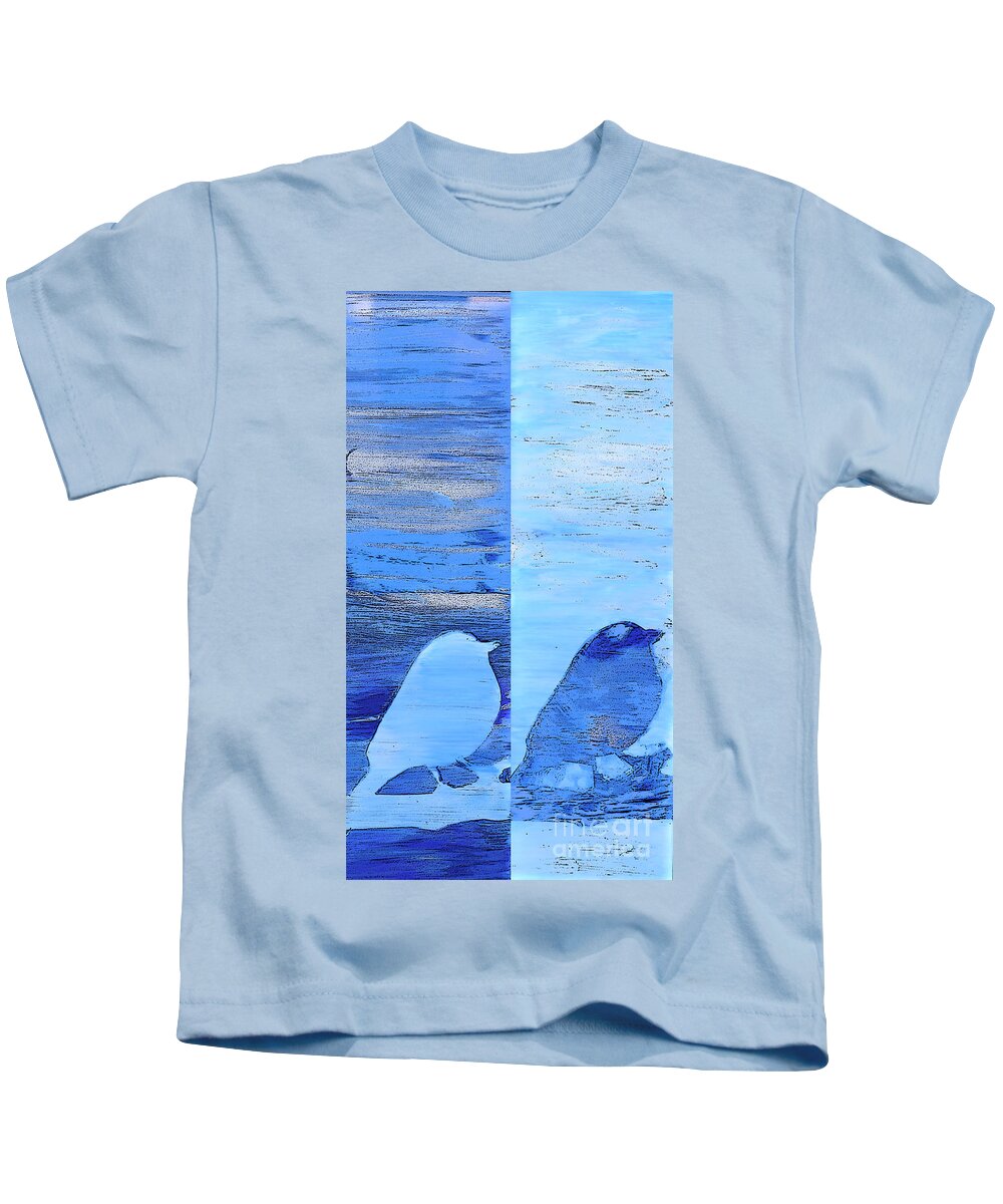 Bluebirds Kids T-Shirt featuring the painting Bluebirds by Shelley Myers
