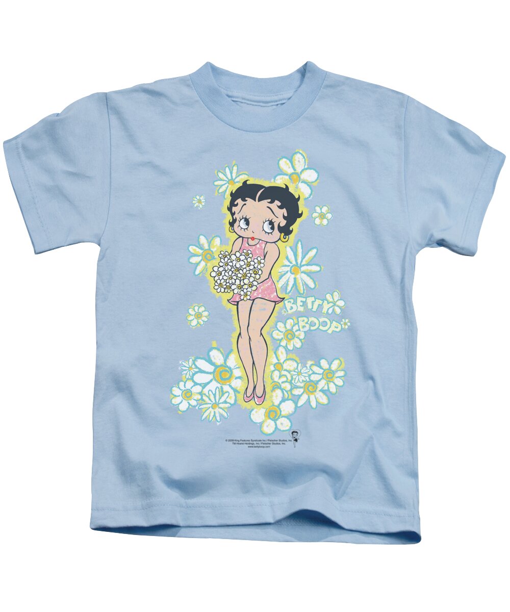 Betty Boop Kids T-Shirt featuring the digital art Boop - Flowers by Brand A