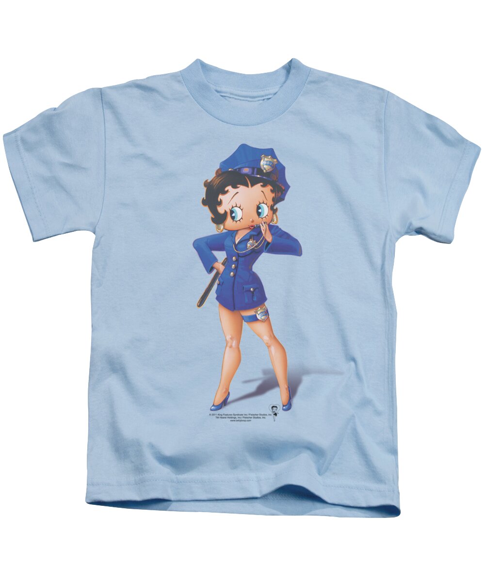 Betty Boop Kids T-Shirt featuring the digital art Boop - Officer Boop by Brand A
