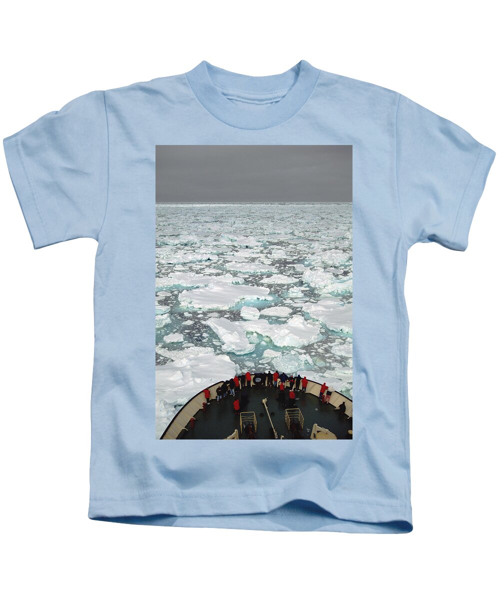 Feb0514 Kids T-Shirt featuring the photograph Bow Of Russian Icebreaker Ross Sea by Tui De Roy