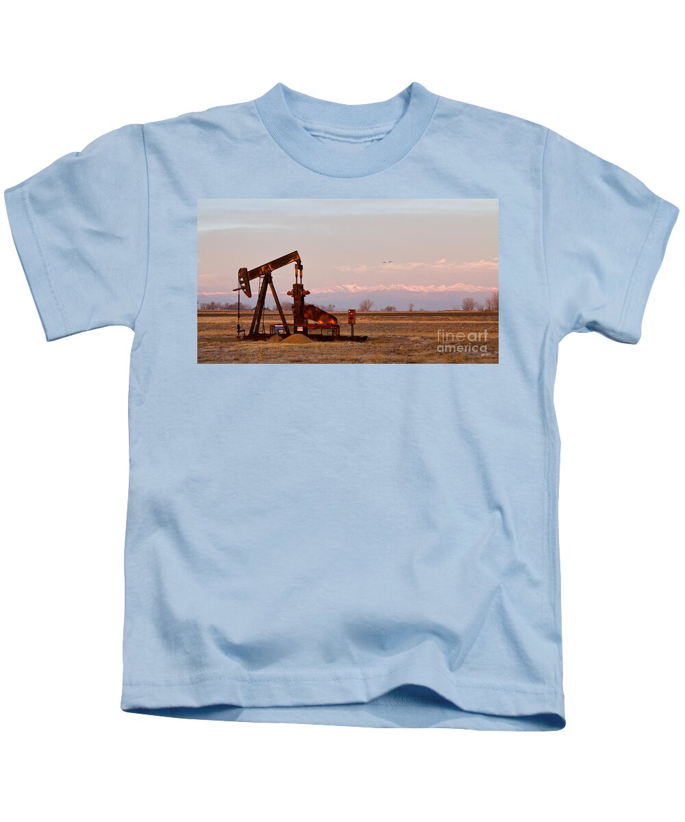 Oil Kids T-Shirt featuring the photograph Colorado Oil Well Panorama by James BO Insogna