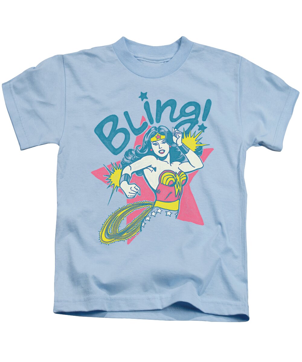 Wonder Woman Kids T-Shirt featuring the digital art Dc - Bling by Brand A