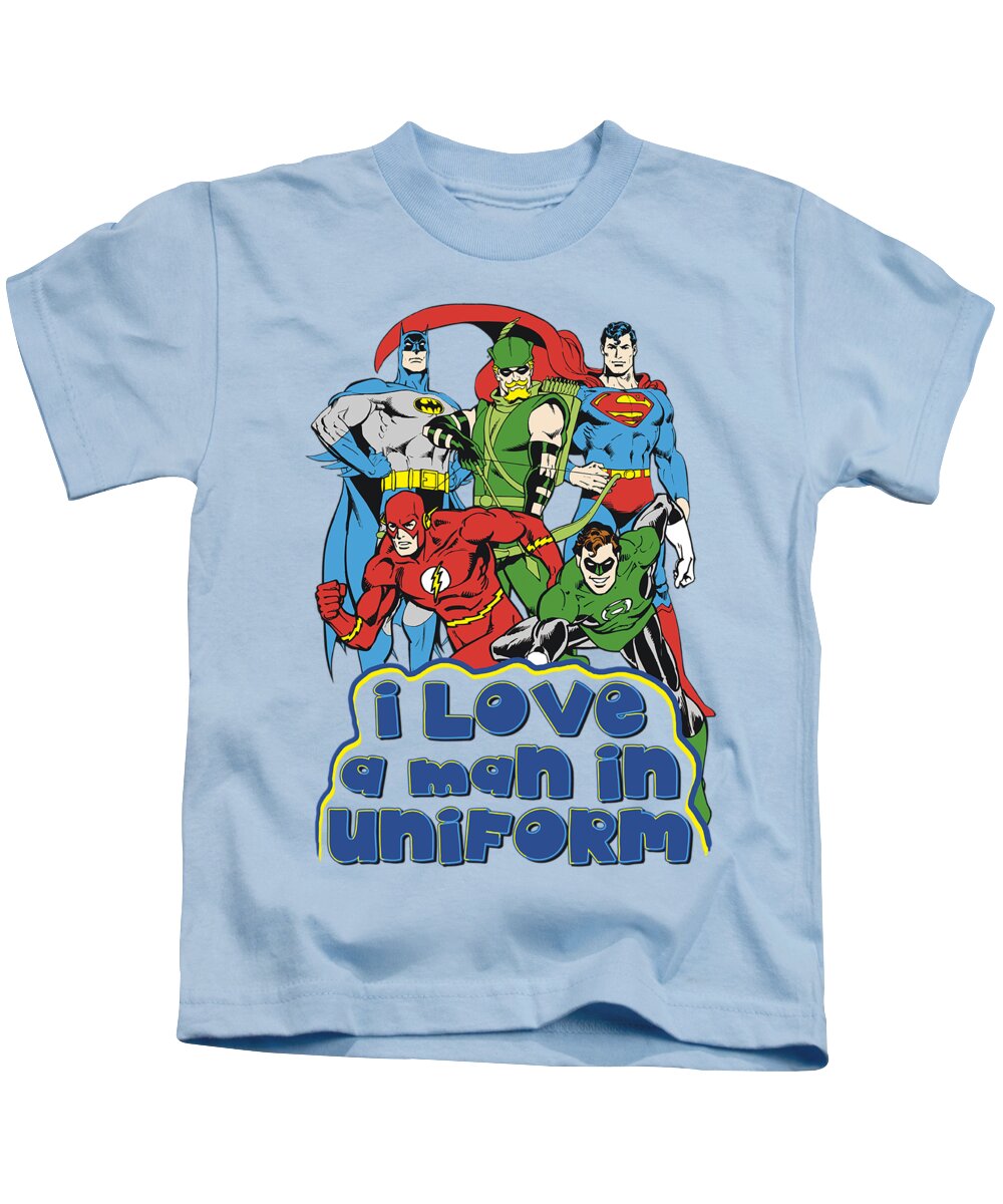 Dc Comics Kids T-Shirt featuring the digital art Dc - I Love A Man In Uniform by Brand A