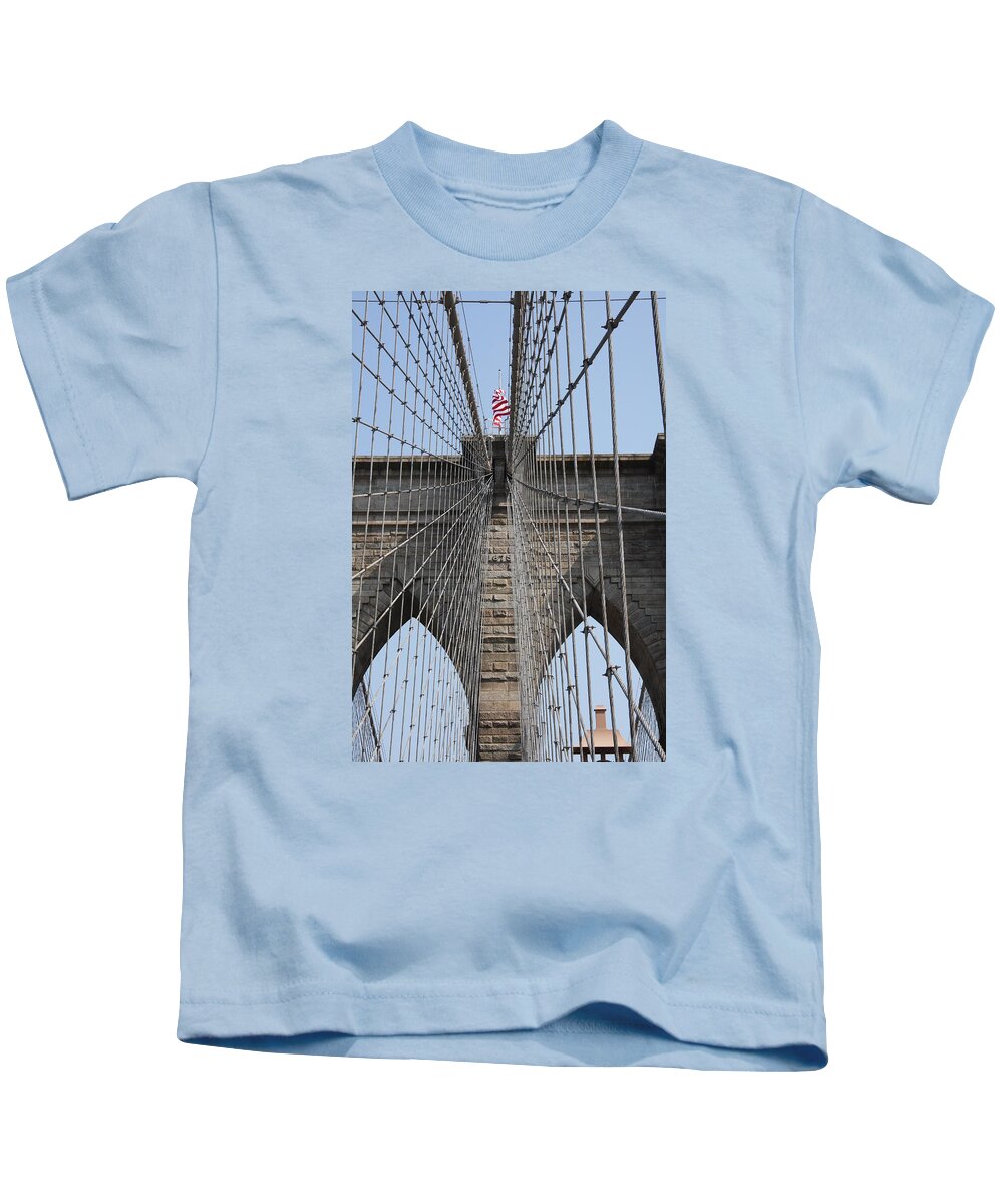 Bridge Kids T-Shirt featuring the photograph Detail Brooklyn Bridge by Christiane Schulze Art And Photography