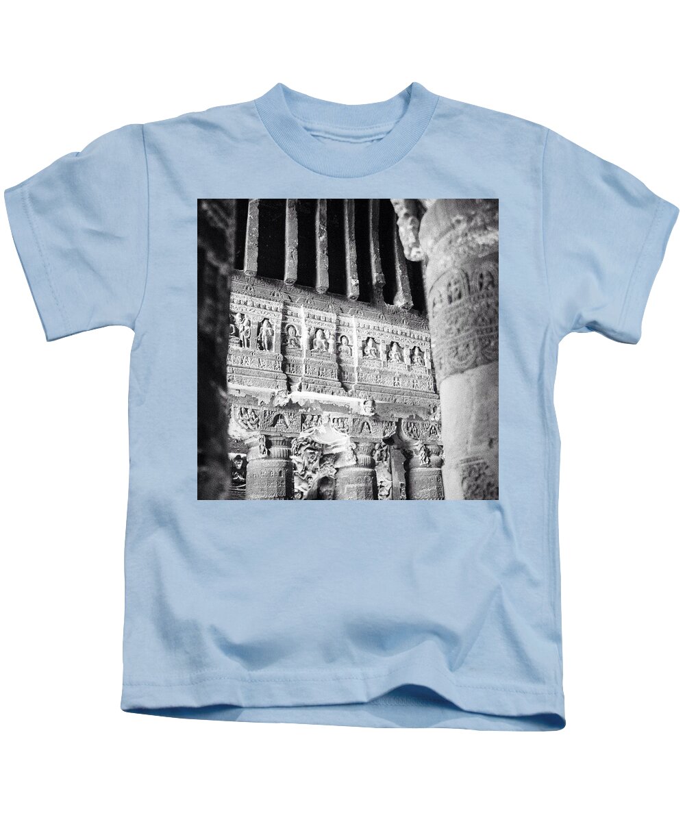 Love Kids T-Shirt featuring the photograph Details Of Carvings In Ajanta Caves by Aleck Cartwright