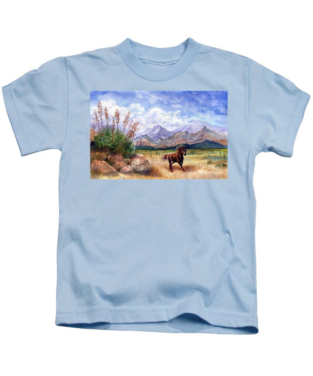 Mustang Kids T-Shirt featuring the painting Don't Fence Me In by Marilyn Smith
