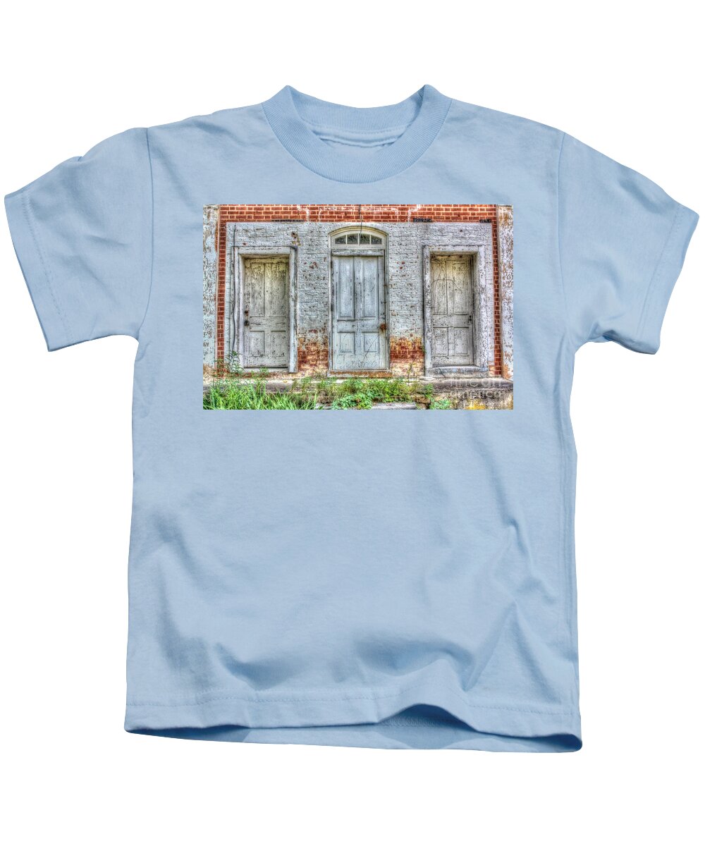 Worn Kids T-Shirt featuring the digital art Door #1 #2 or #3 by Dan Stone