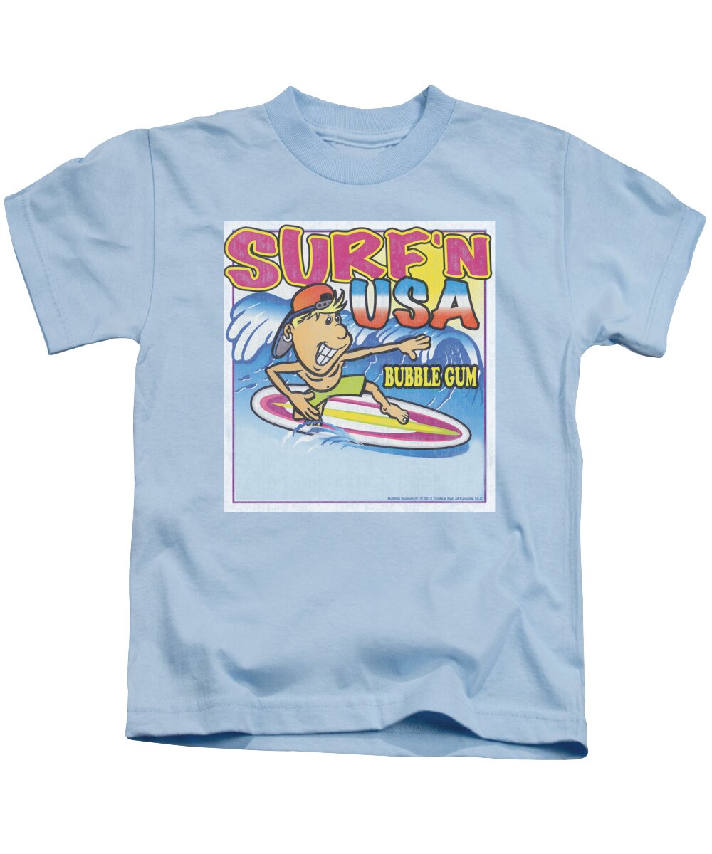Dubble Bubble Kids T-Shirt featuring the digital art Dubble Bubble - Surfn Usa Gum by Brand A