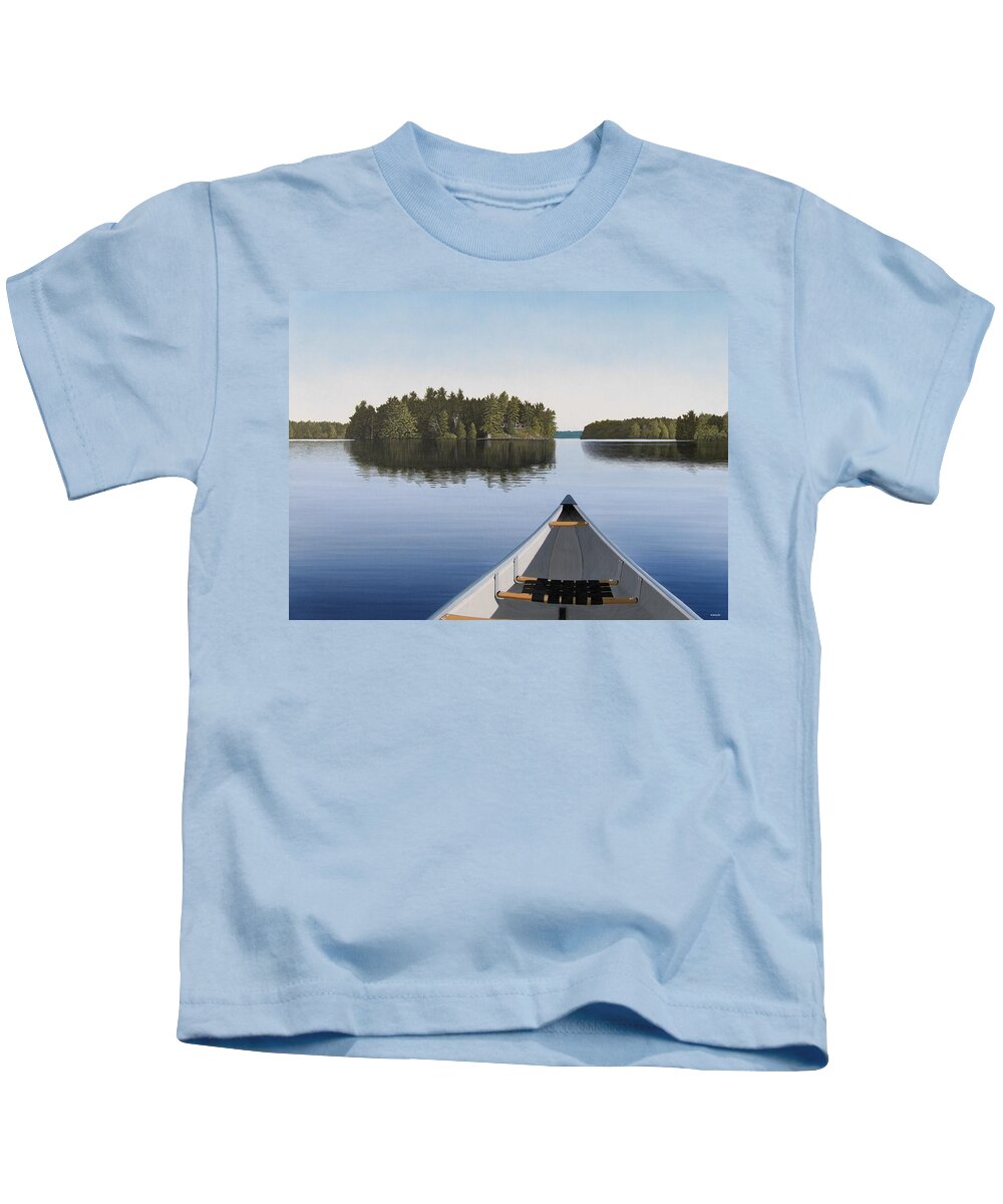#faatoppicks Kids T-Shirt featuring the painting Early Evening Paddle by Kenneth M Kirsch