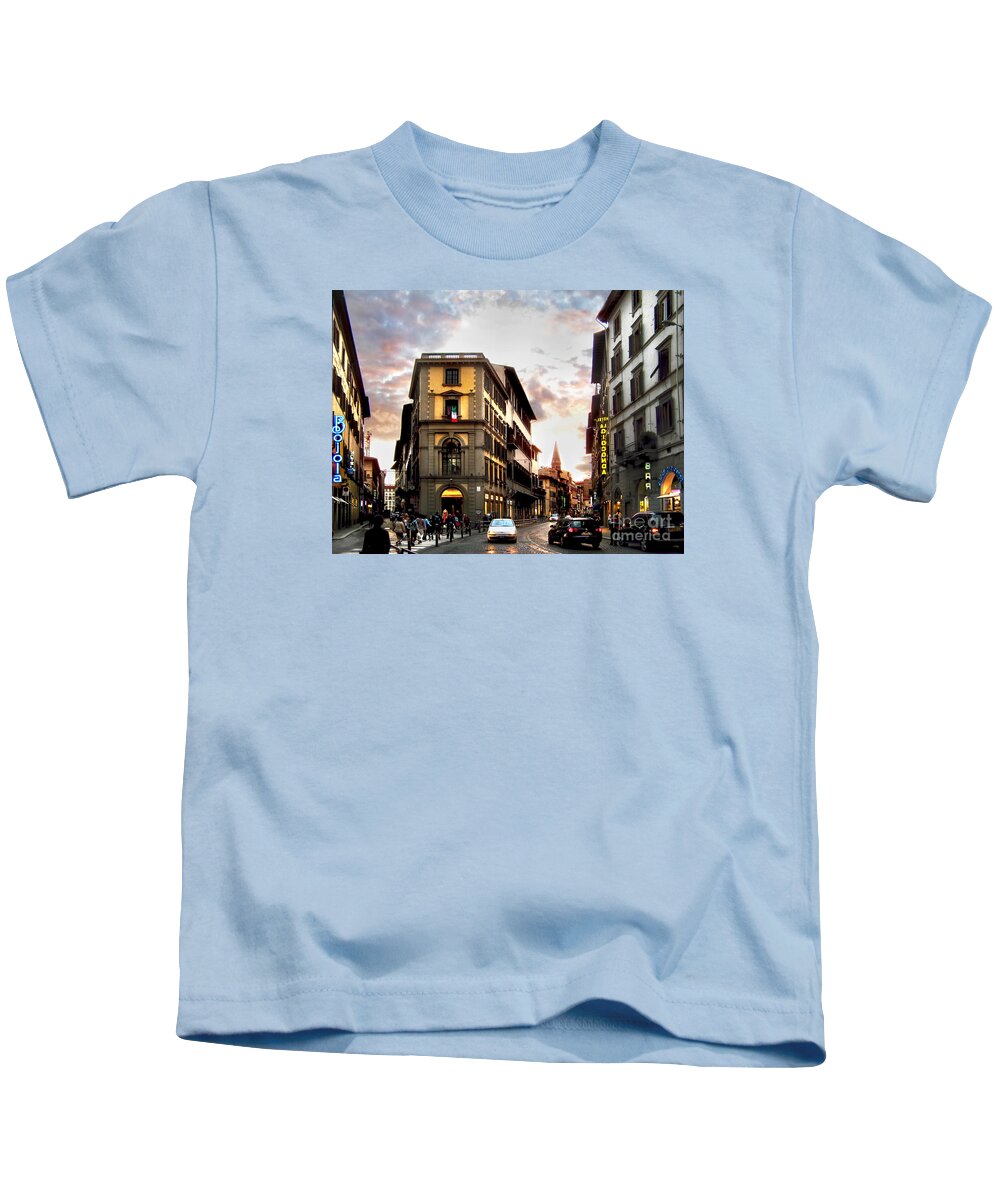 Florence Kids T-Shirt featuring the photograph Evening in Florence by Jennie Breeze
